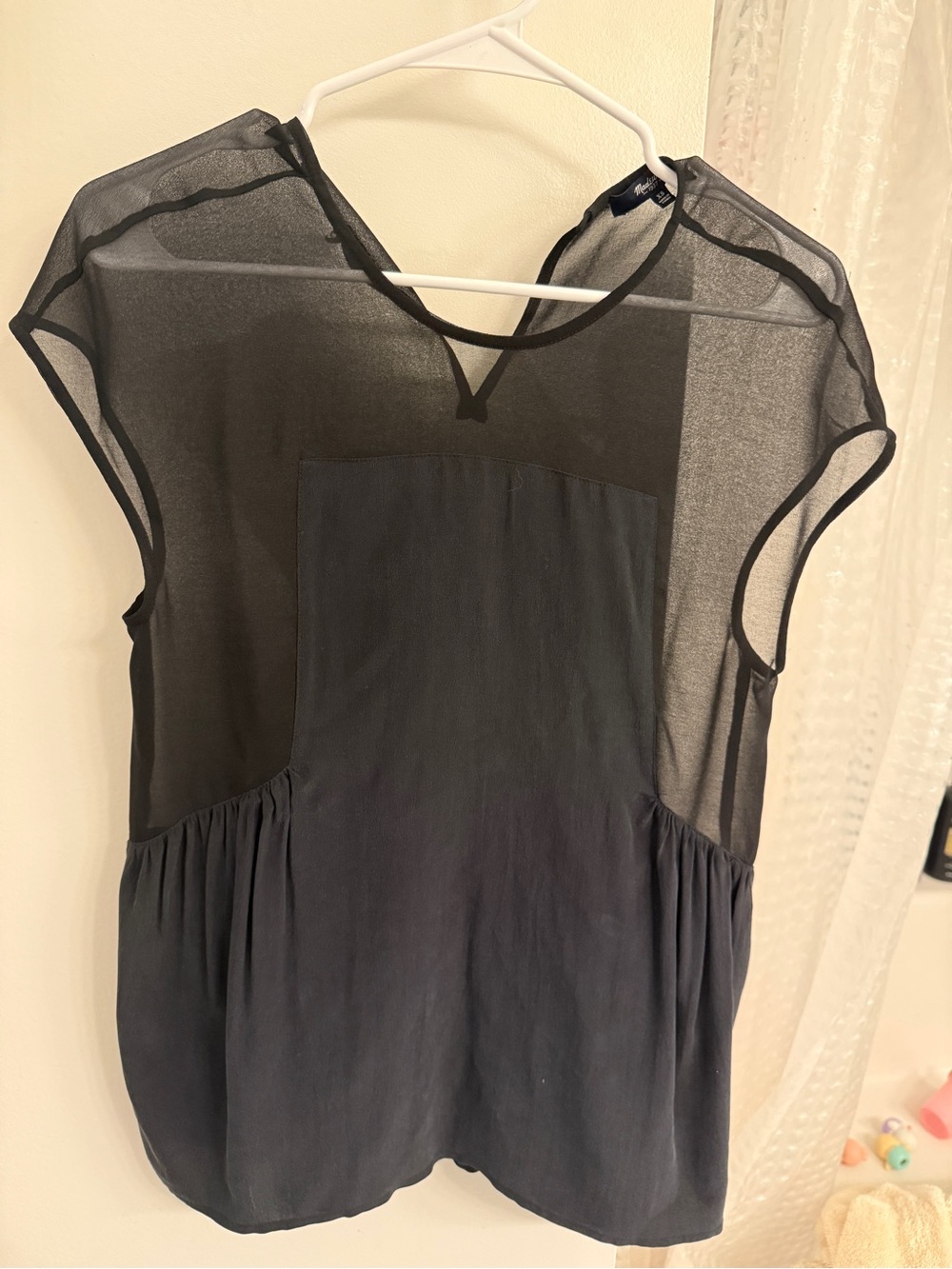 Madewell Black Sheer Yoke Layered Blouse